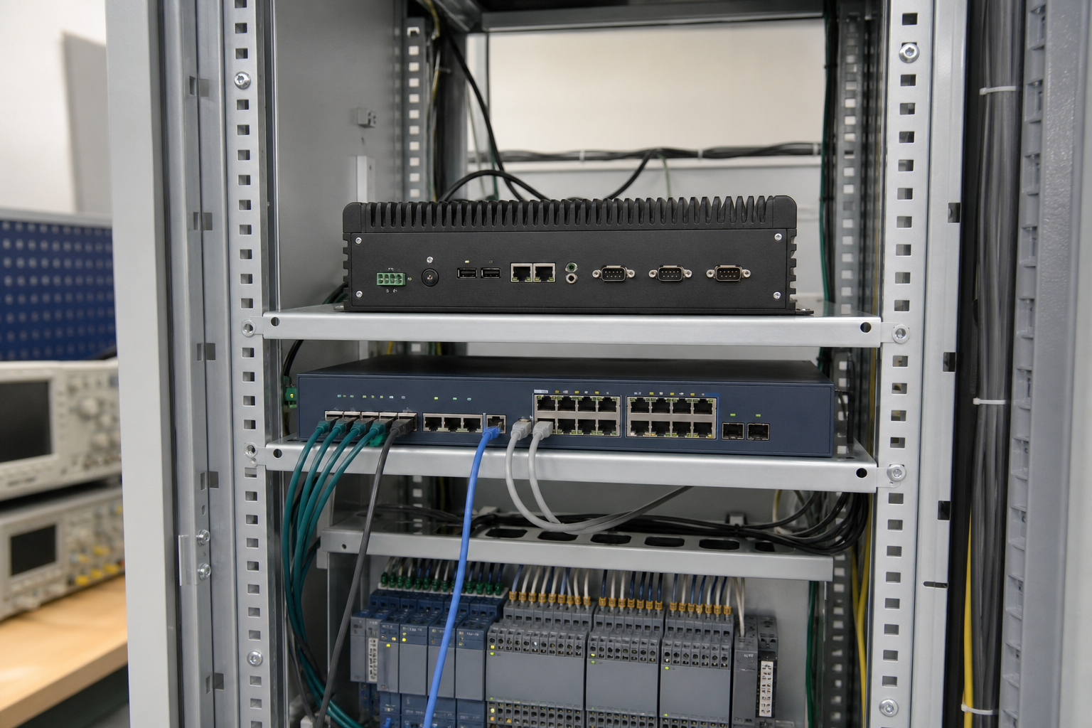 AI gateway ve salt okunur OPC gölgesi olan staging rafı