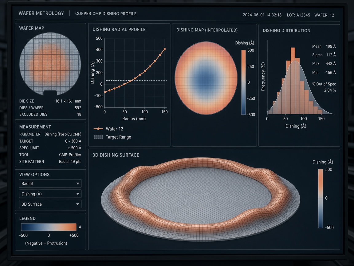 Copper CMP dishing metrology trace on a review station