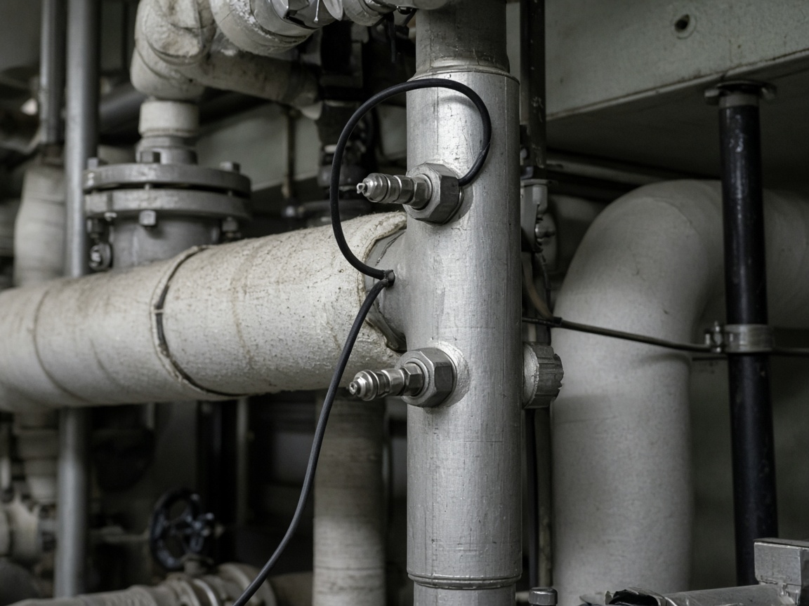 Condenser cooling-water temperature sensors on plant piping