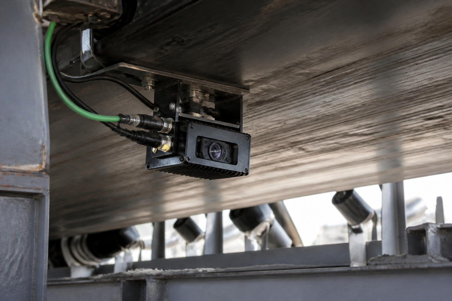 Edge camera watching belt surface