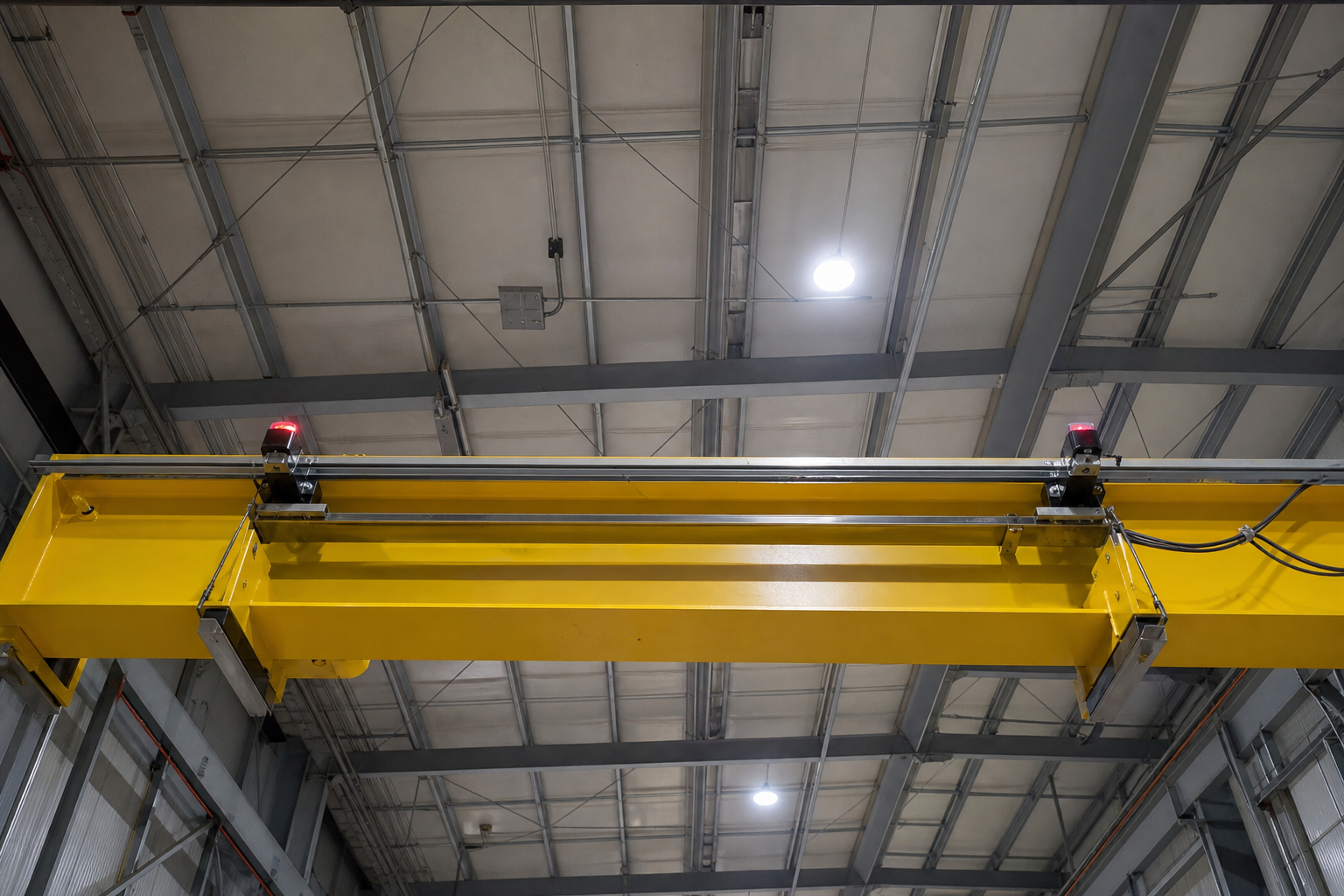 Laser anti-collision sensors on a crane bridge