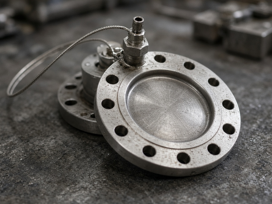 Diaphragm seal flange and capillary on a maintenance bench