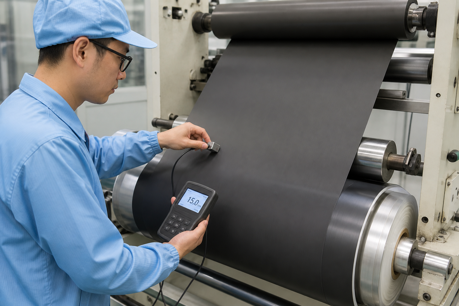 Coating uniformity gauge on an electrode web
