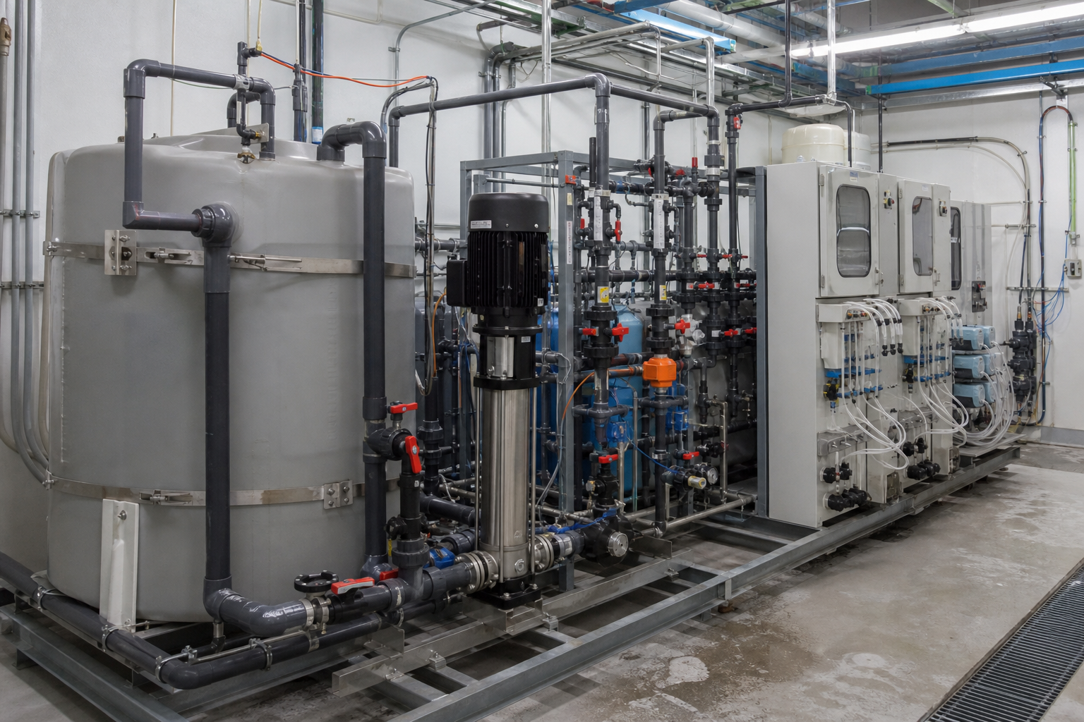 RO trenleri ve blend manifold’lu fab su reclaim skidi
