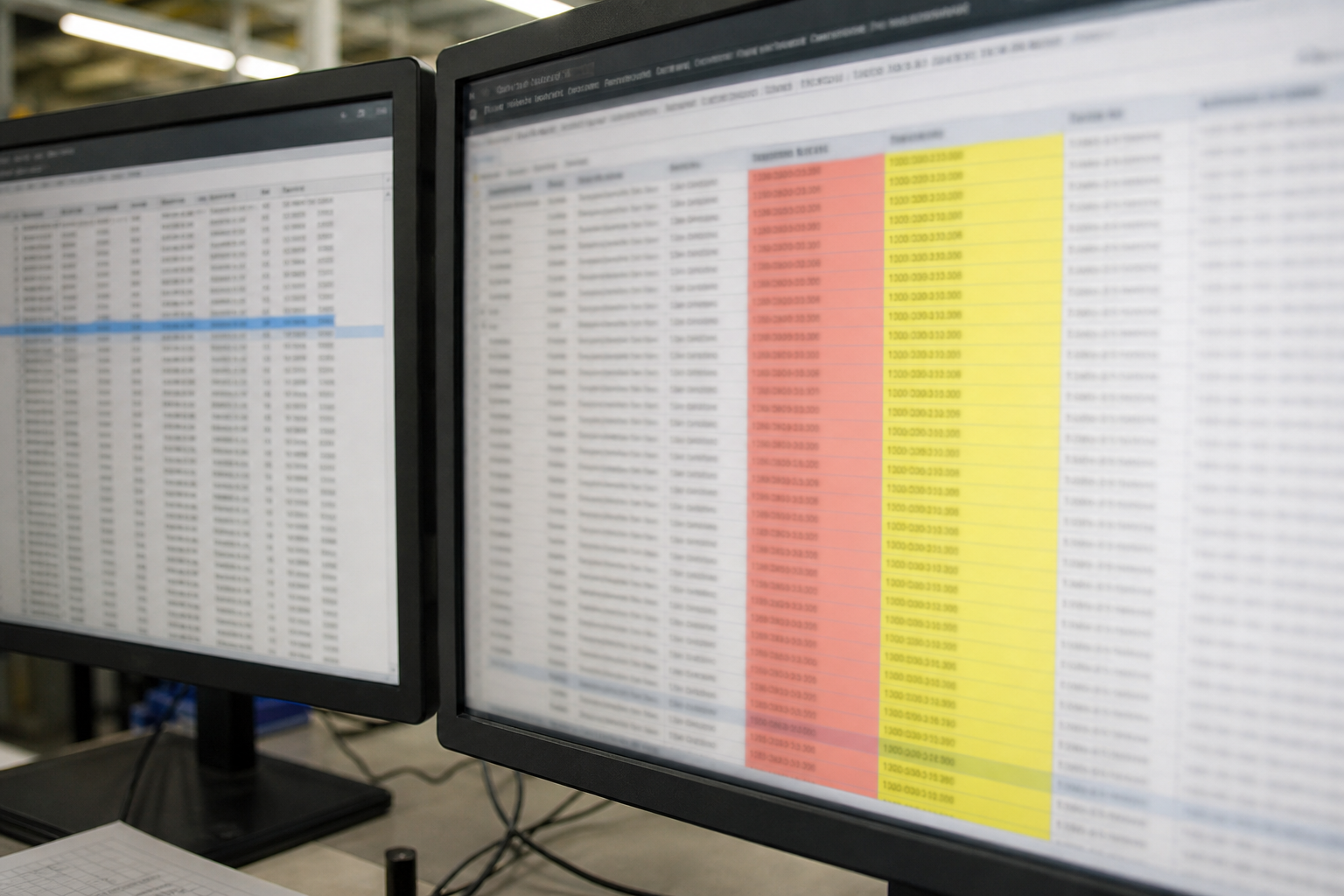 Monitors showing a mis-timed feature join between process and final test