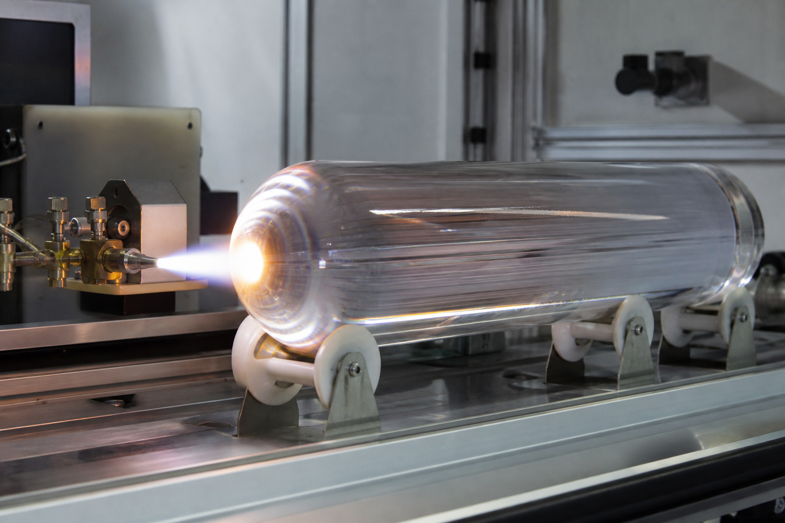Close-up of optical fiber preform glass