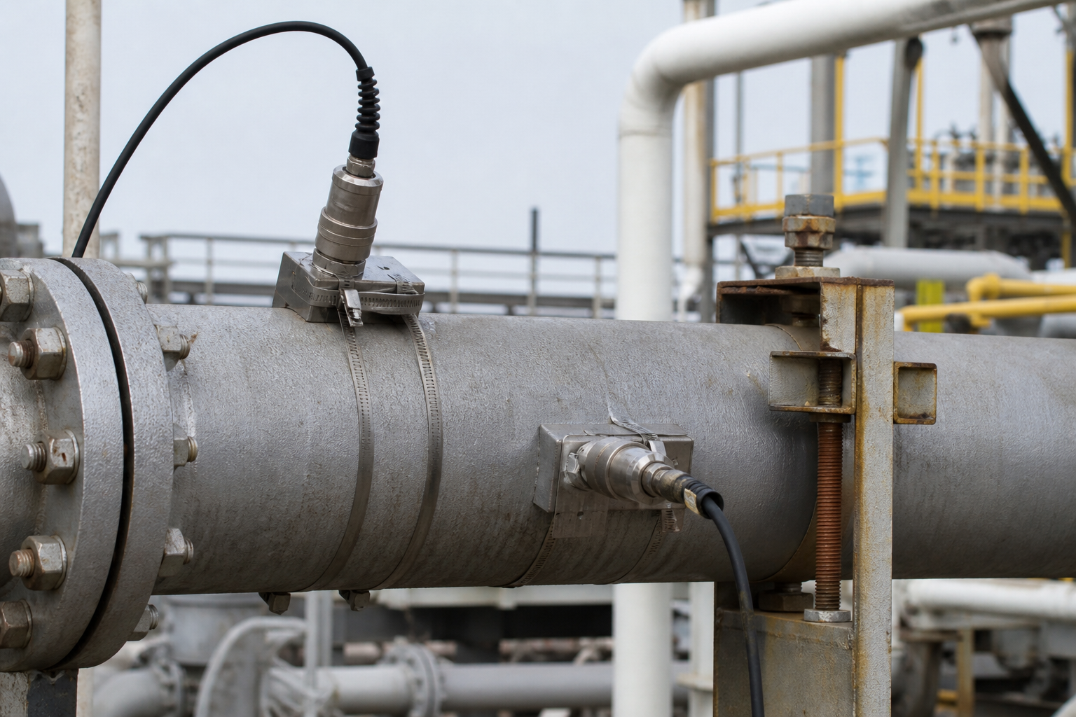 Ultrasonic sensors on a flare gas header