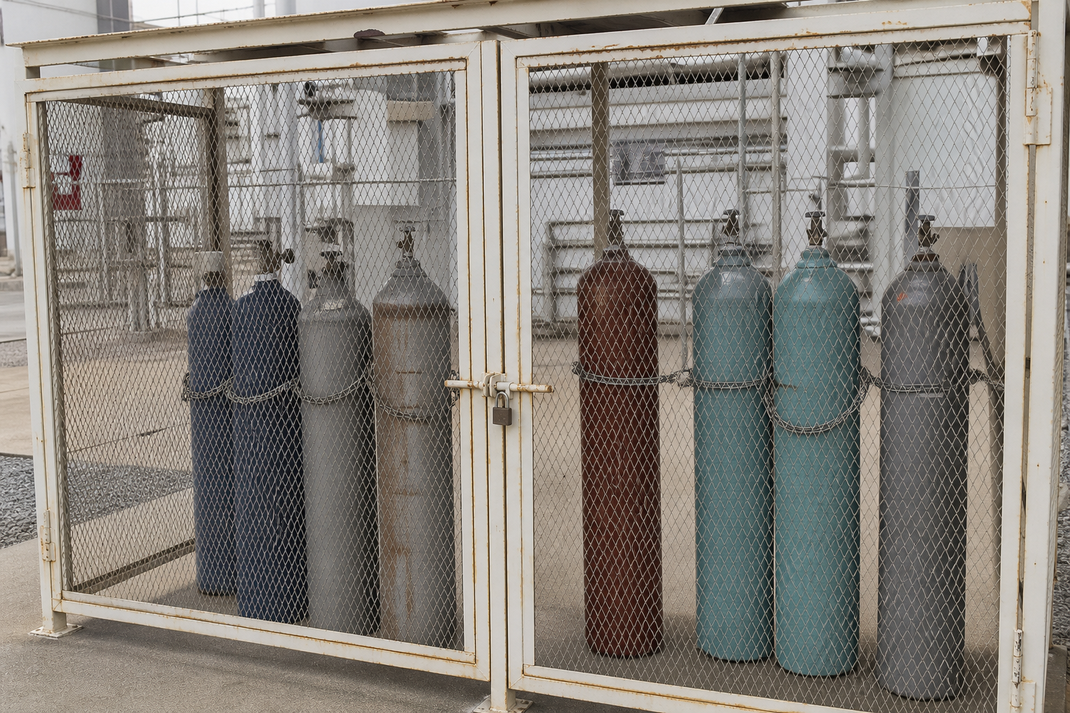 Specialty gas cylinder cage with segregated grades