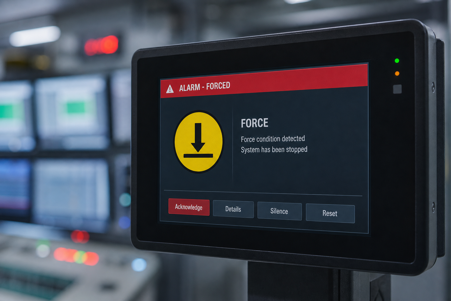SarÄ± force ikonu gÃ¶steren HMI
