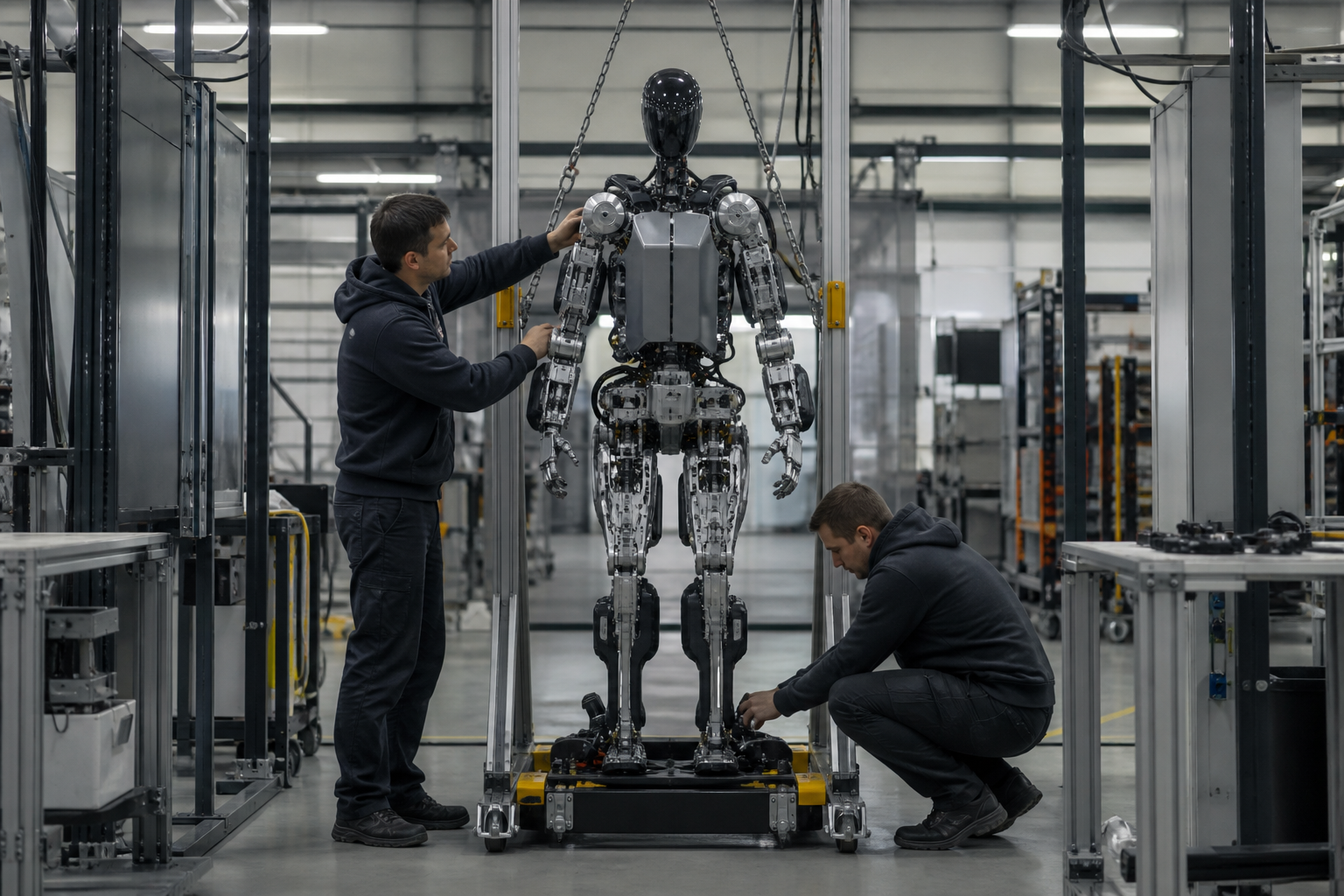Endüstriyel montaj koyunda hazırlanan humanoid platform