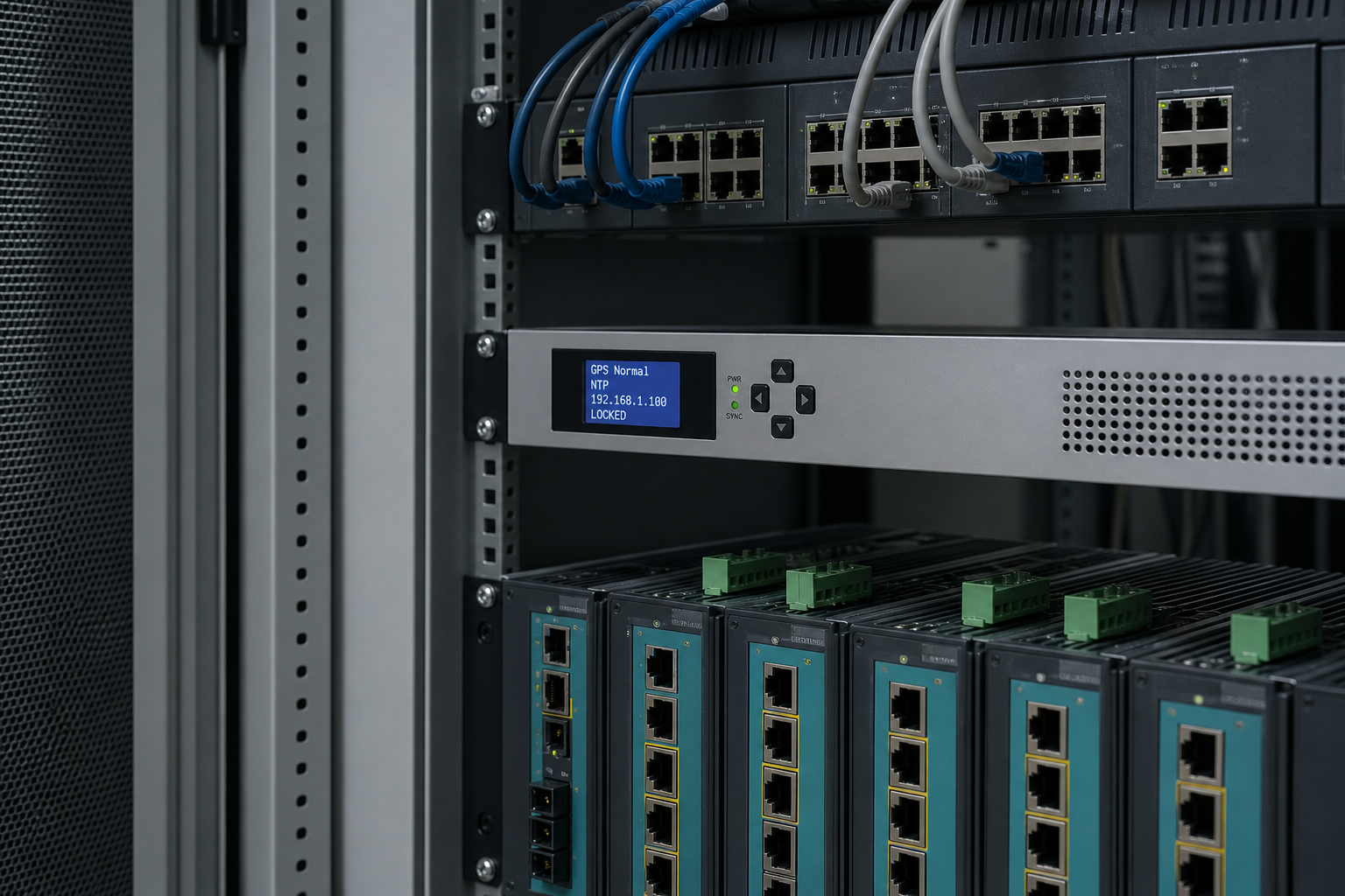 Industrial NTP / time server in a rack