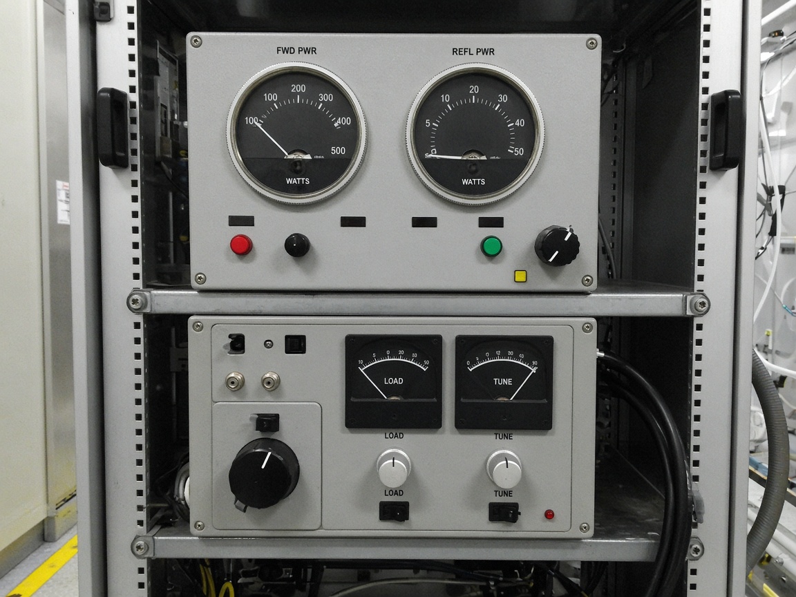 RF forward and reflected power meters on an etch rack