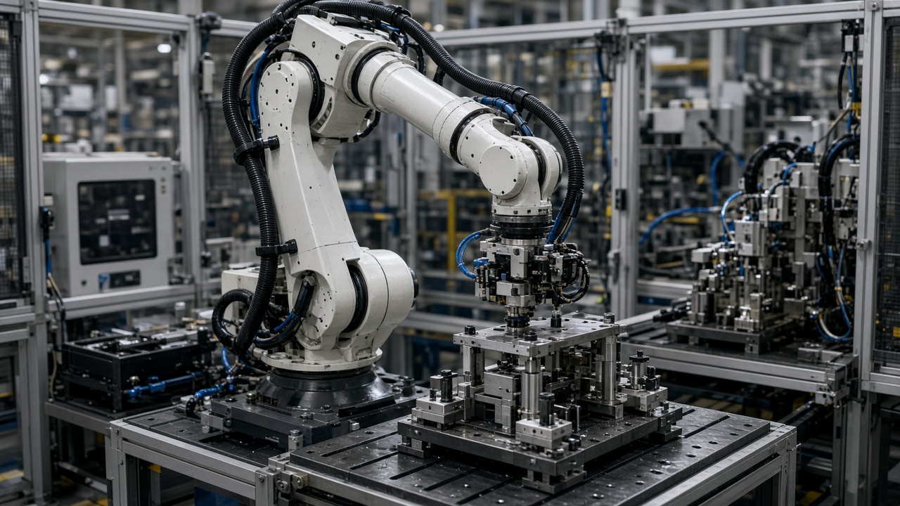 Hücrede bilek singularity pozuna yakın endüstriyel robot