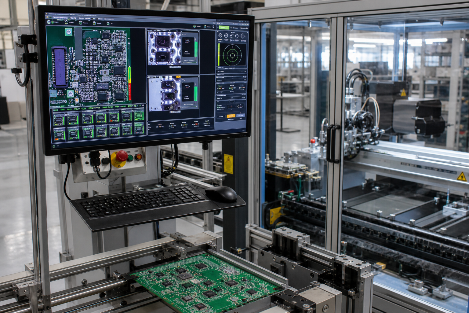 Inspection station beside the selective solder cell