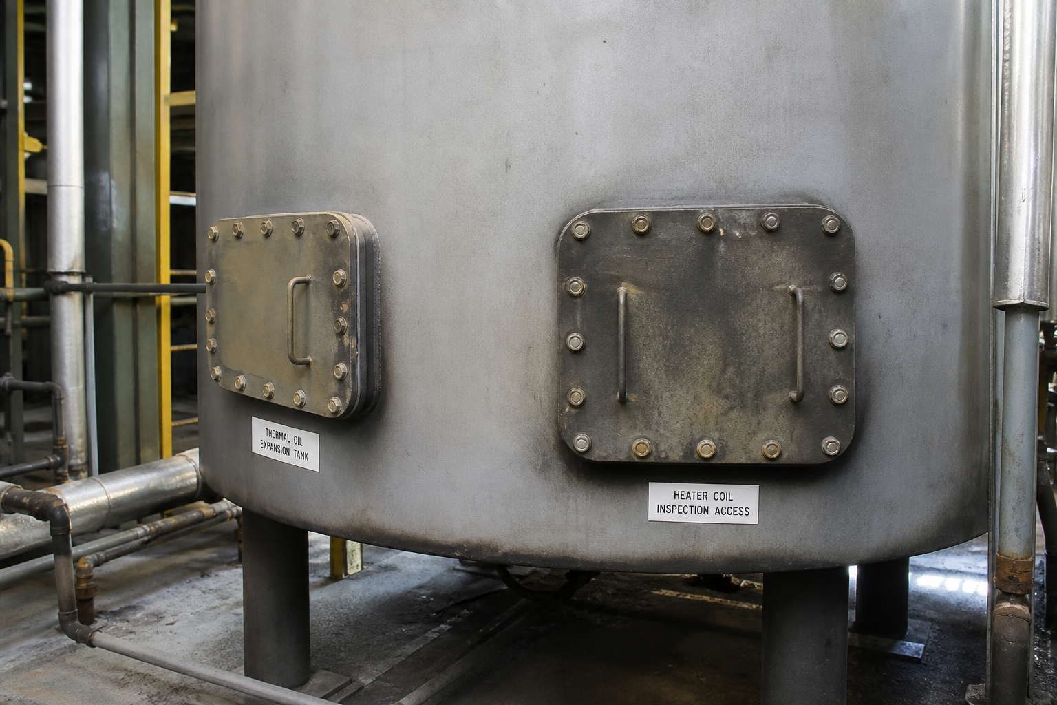 Thermal oil expansion tank and heater access