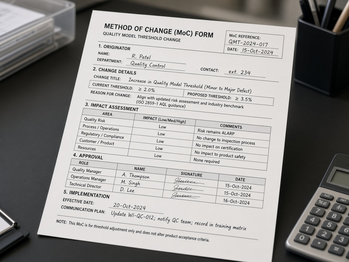 Printed MoC form for a threshold change