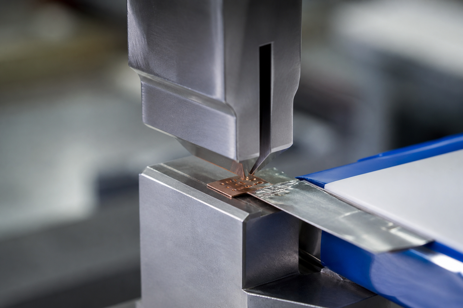Ultrasonic welding horn on a battery foil tab joint