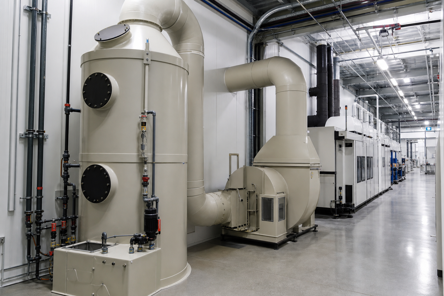 Process abatement scrubber and exhaust ducting
