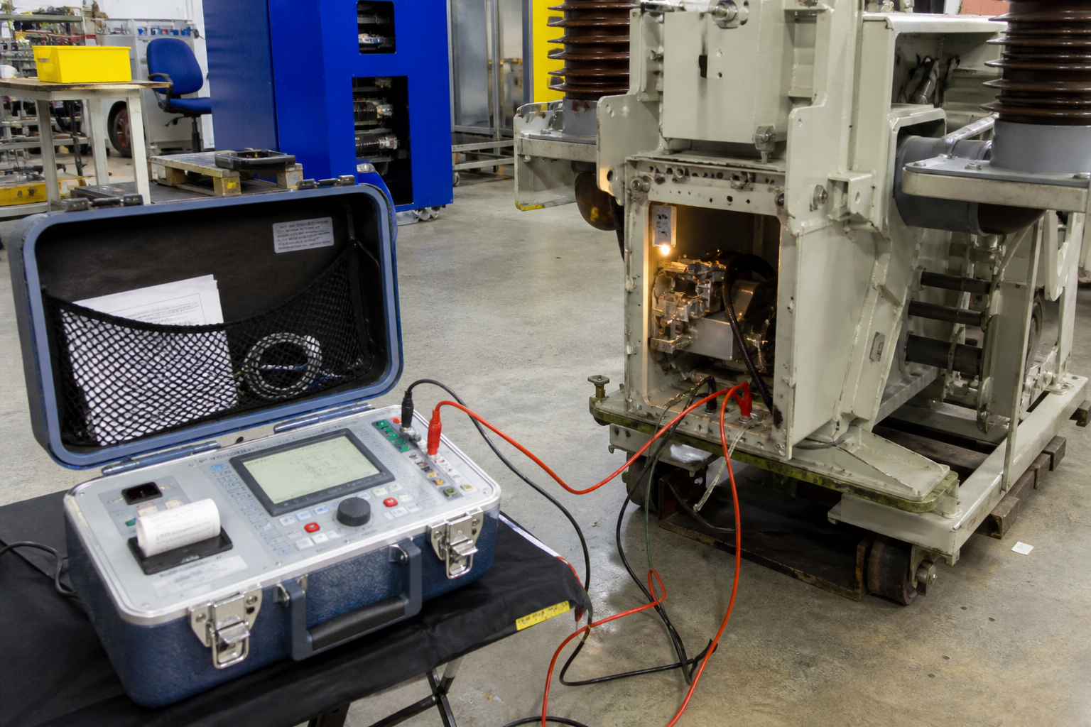 Field vacuum integrity test set on a breaker pole