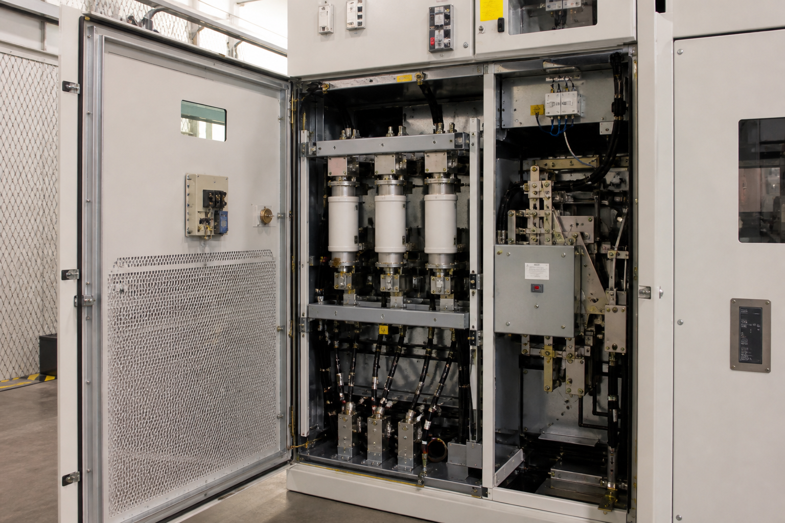 VCB cubicle opened for interrupter maintenance