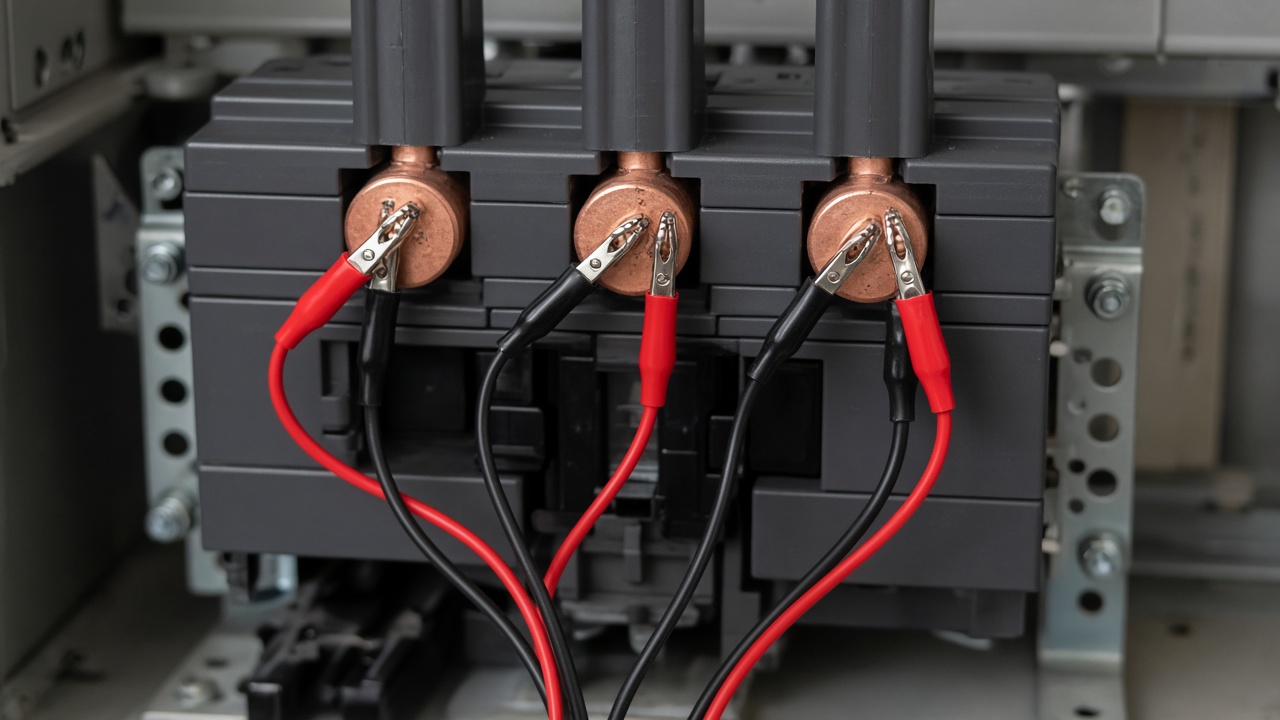 Four-wire contact-resistance leads on VCB primary terminals