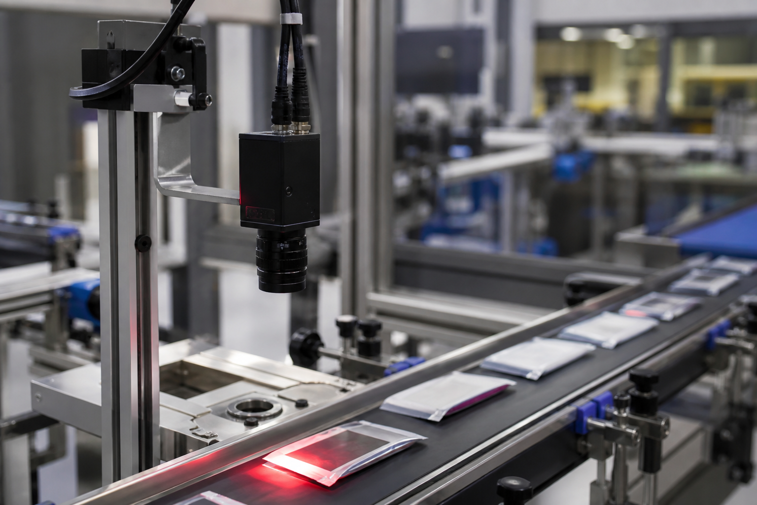 Moving production line 위 inline vision camera