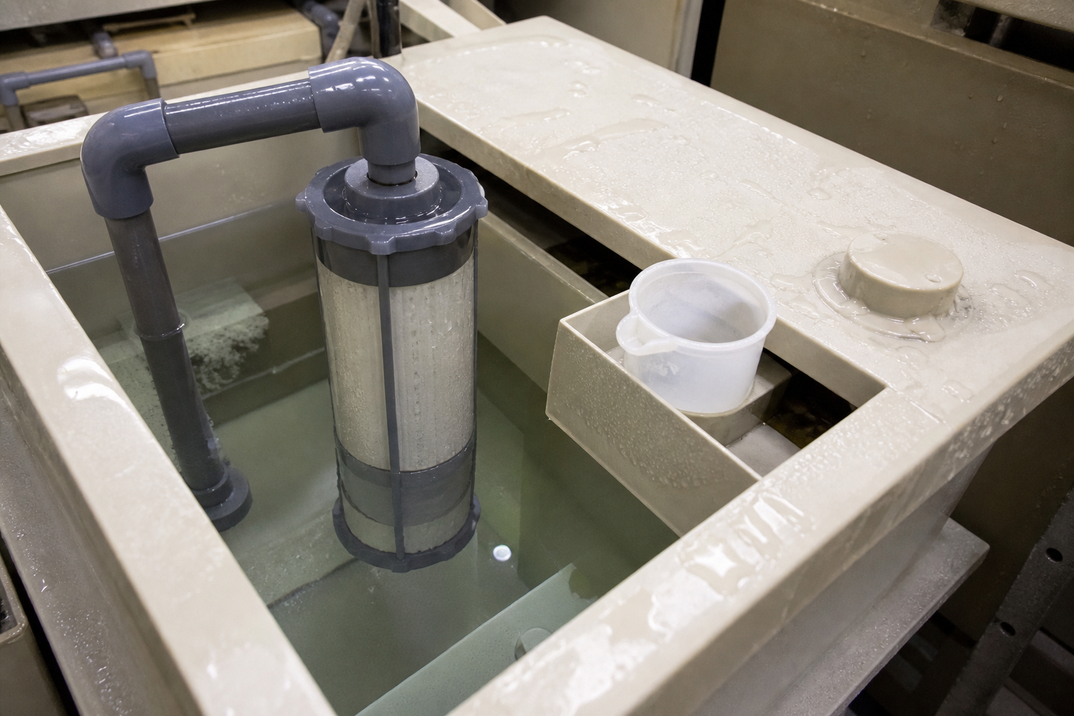 Recirculation filter·sample port 있는 wet bench bath tank
